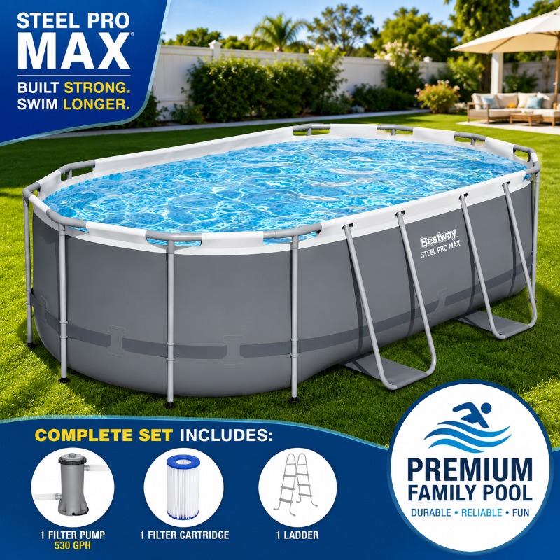 Pool Ladder Above Ground - Piscina Inflável Oval Bestway Steel Pro