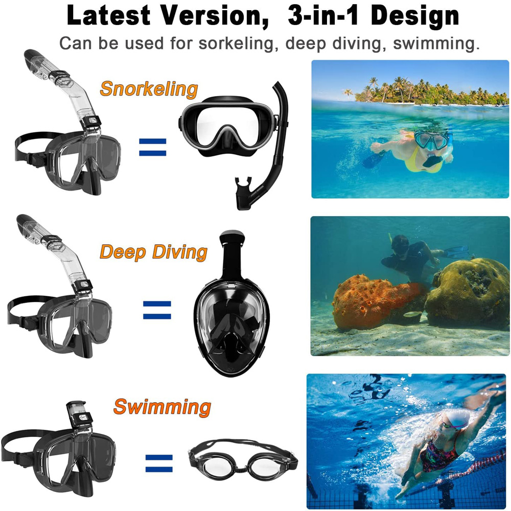 Máscaras de mergulho dobráveis - Snorkel Mask Full Face avaliação e preço