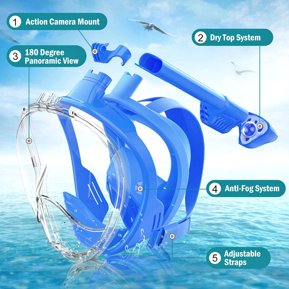 Crianças rosto cheio máscara d - Snorkel Mask Full Face avaliação e preço