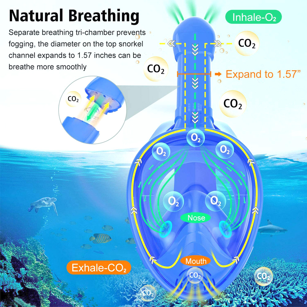 Crianças rosto cheio máscara d - Snorkel Mask Full Face avaliação e preço